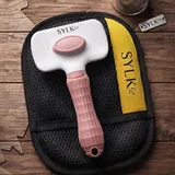 Dog & Cat Grooming Kit, Reusable Deshedding Glove + Self-Cleaning Grooming Brush, Pink, photo 6