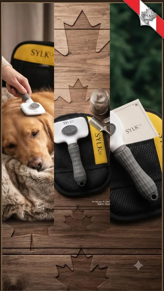 Dog & Cat Grooming Kit, Reusable Deshedding Glove + Self-Cleaning Grooming Brush (Gray), photo 3