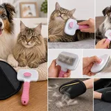 Dog & Cat Grooming Kit, Reusable Deshedding Glove + Self-Cleaning Grooming Brush, Pink, photo 2