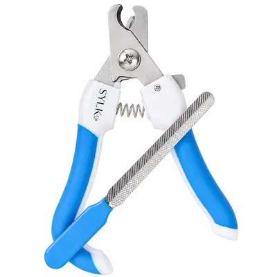 SYLK Co Dog and Cat Nail Clippers with Safety Guard and Nail File Blue.