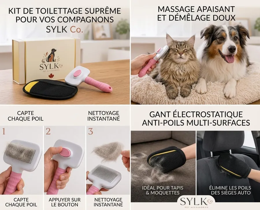 Dog & Cat Grooming Kit, Reusable Deshedding Glove + Self-Cleaning Grooming Brush, Pink, photo 8