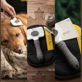 Dog & Cat Grooming Kit, Reusable Deshedding Glove + Self-Cleaning Grooming Brush (Gray), photo 3