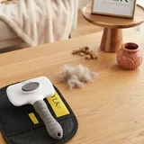 Dog & Cat Grooming Kit, Reusable Deshedding Glove + Self-Cleaning Grooming Brush (Gray), photo 5