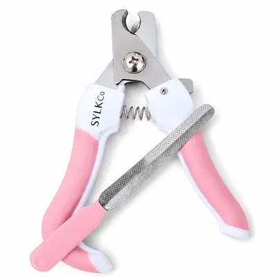 SYLK Co Dog and Cat Nail Clippers with Safety Guard and Nail File Pink.
