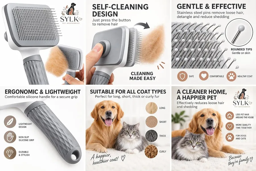Gray Dog & Cat Grooming Brush, photo 2