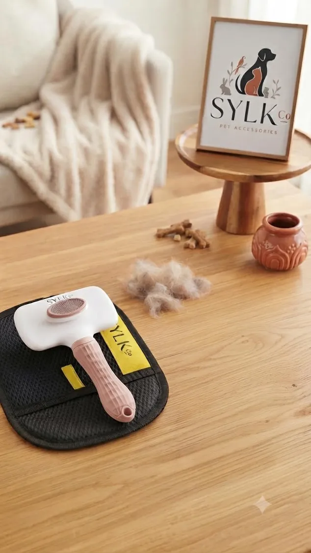 Dog & Cat Grooming Kit, Reusable Deshedding Glove + Self-Cleaning Grooming Brush, Pink, photo 5
