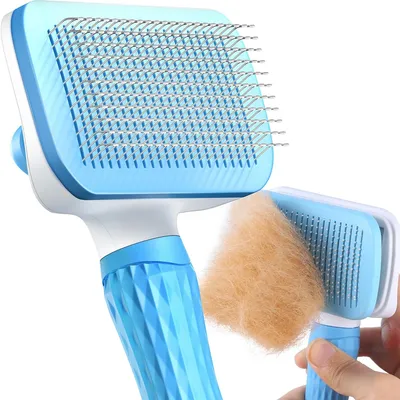 SYLK Co Self-Cleaning Slicker Brush for Dogs and Cats blue.