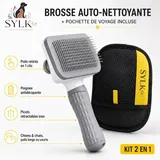 Dog & Cat Grooming Kit, Reusable Deshedding Glove + Self-Cleaning Grooming Brush (Gray), photo 6