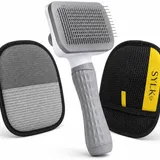 Dog & Cat Grooming Kit, Reusable Deshedding Glove + Self-Cleaning Grooming Brush (Gray), photo 1