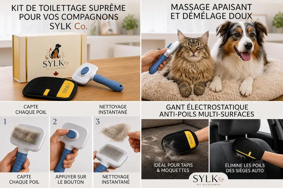 Dog & Cat Grooming Kit, Reusable Deshedding Glove + Self-Cleaning Grooming Brush – Blue, photo 4