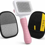 Dog & Cat Grooming Kit, Reusable Deshedding Glove + Self-Cleaning Grooming Brush, Pink, photo 1