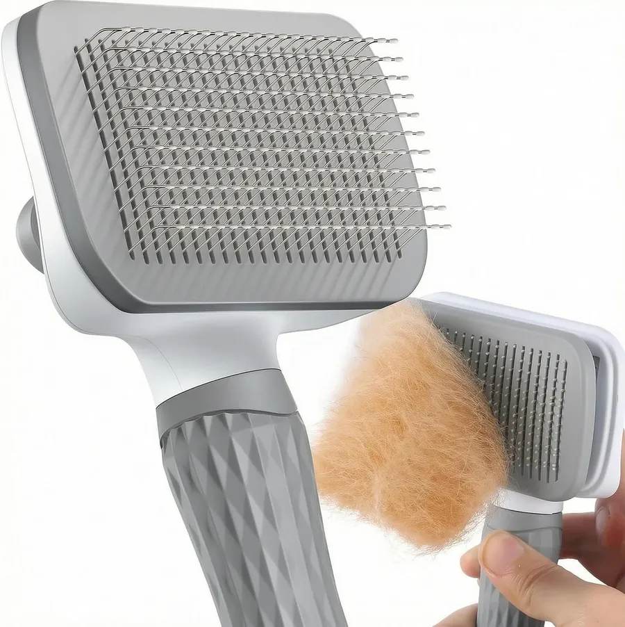 Gray Dog & Cat Grooming Brush