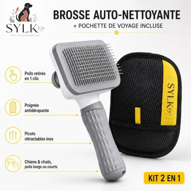 Dog & Cat Grooming Kit, Reusable Deshedding Glove + Self-Cleaning Grooming Brush (Gray), photo 6