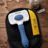 Dog & Cat Grooming Kit, Reusable Deshedding Glove + Self-Cleaning Grooming Brush – Blue, photo 8